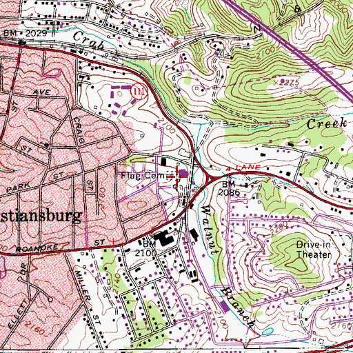 Topographic Map of Flag Cemetery, VA