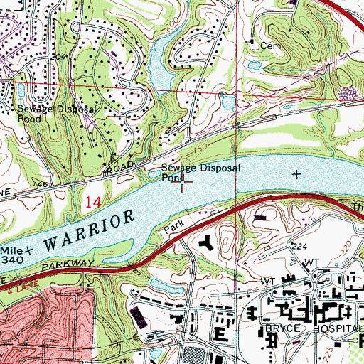 Topographic Map of Lock Number Twelve (historical), AL