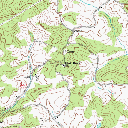 Topographic Map of Flat Rock Church, VA