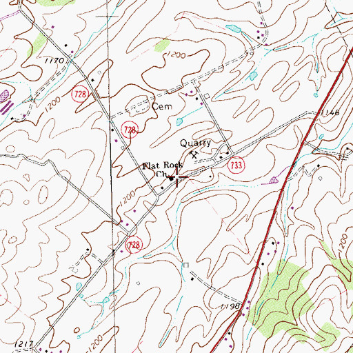 Topographic Map of Flat Rock Church, VA