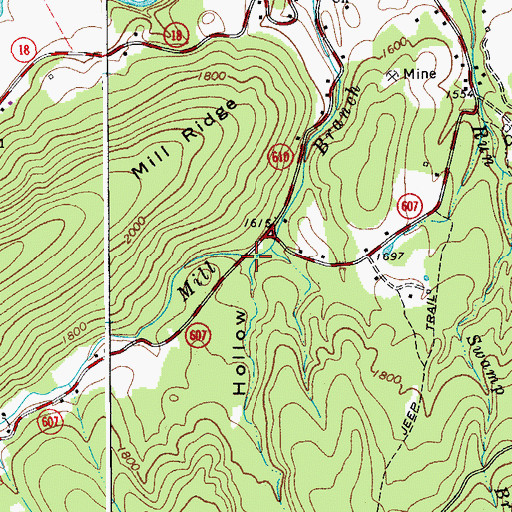 Topographic Map of Flat Rock Hollow, VA