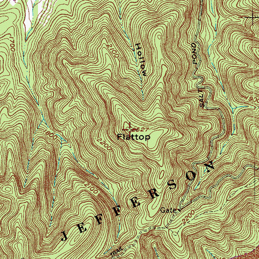 Topographic Map of Flattop, VA