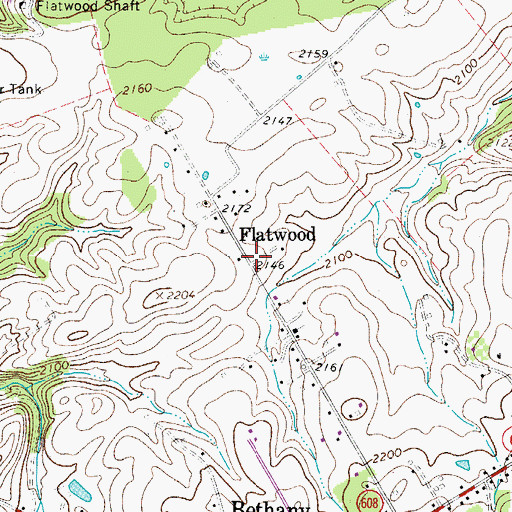 Topographic Map of Flatwood, VA