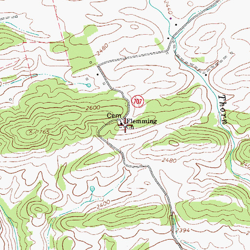 Topographic Map of Flemming Church, VA