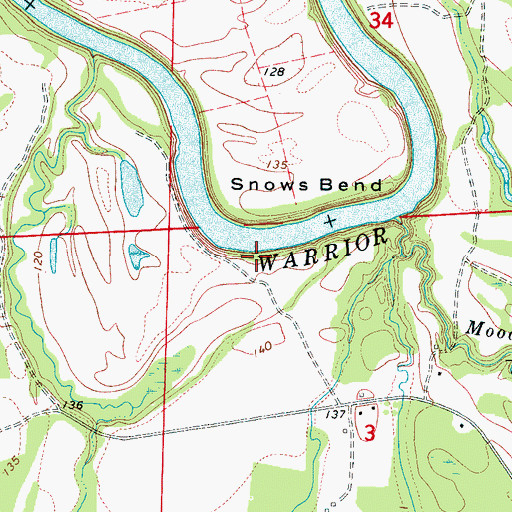 Topographic Map of Lower Ophelia Landing, AL