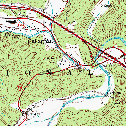 Topographic Map of Fletcher Chapel, VA