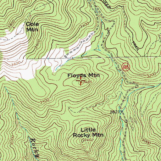 Topographic Map of Floyds Mountain, VA