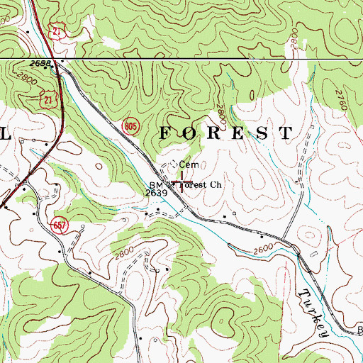 Topographic Map of Forest Church, VA