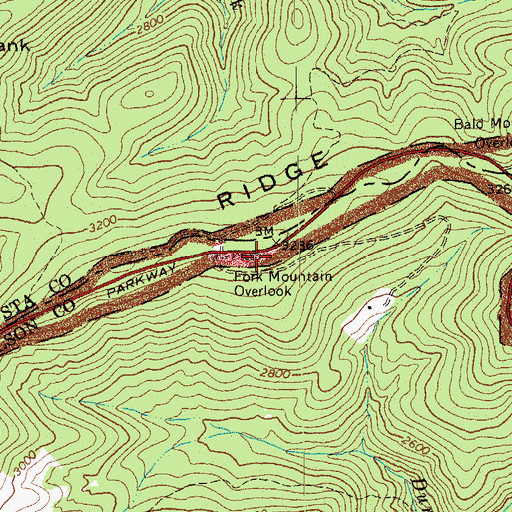 Topographic Map of Fork Mountain Overlook, VA