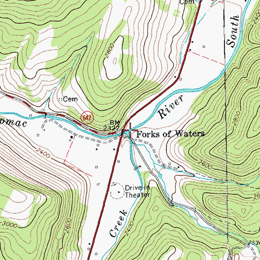 Topographic Map of Forks of Waters, VA