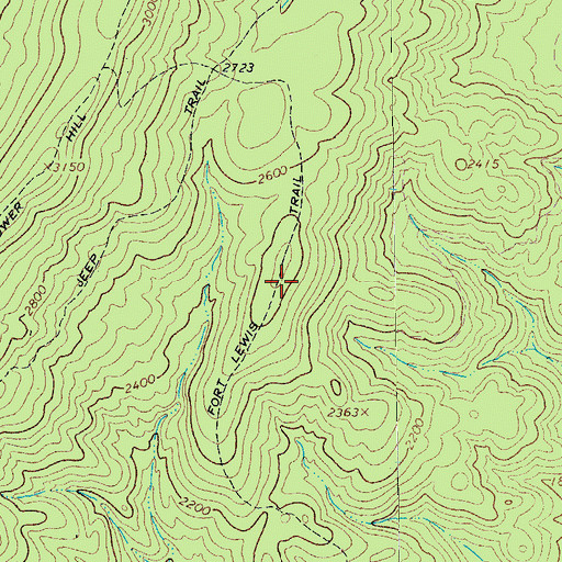 Topographic Map of Fort Lewis Trail, VA