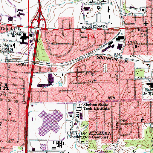 Topographic Map of Lynwood Park, AL
