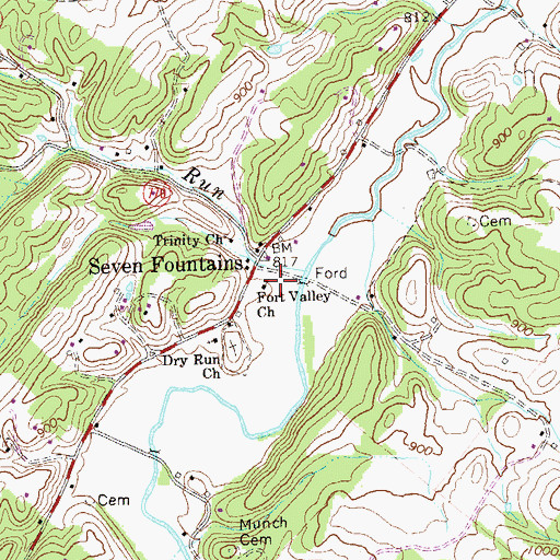 Topographic Map of Fort Valley Church, VA