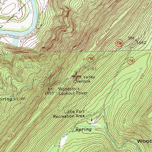 Topographic Map of Fort Valley Overlook, VA