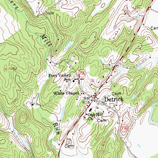 Topographic Map of Fort Valley Elementary School, VA