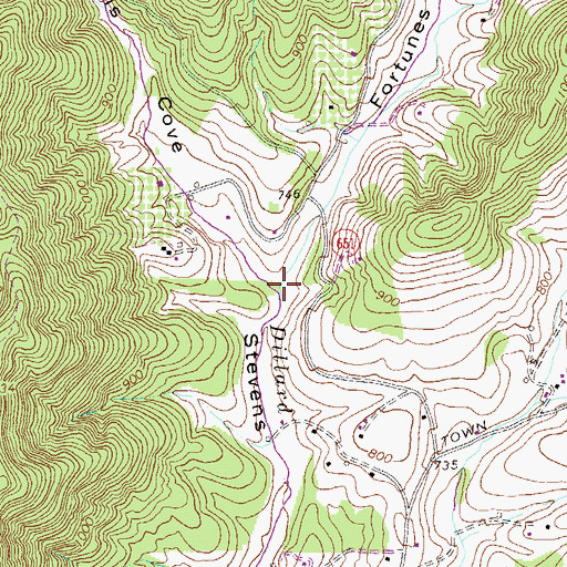 Topographic Map of Fortunes Cove, VA