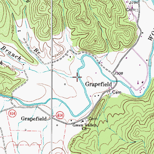 Topographic Map of Fox Branch, VA