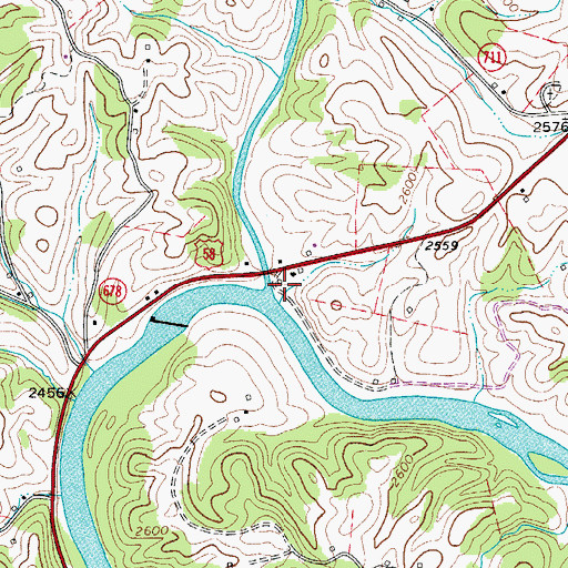 Topographic Map of Fox Creek, VA