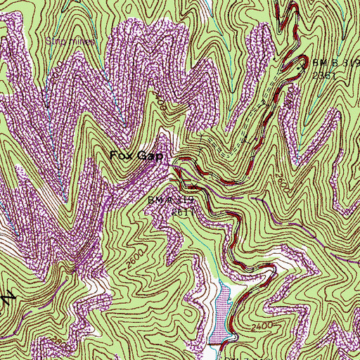 Topographic Map of Fox Gap, VA