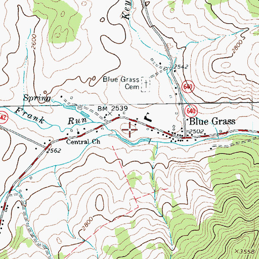 Topographic Map of Frank Run, VA