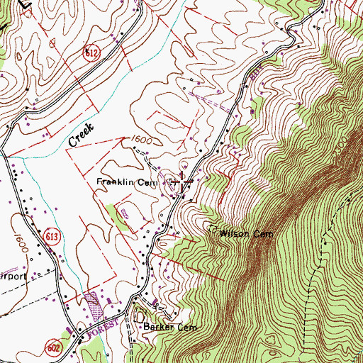 Topographic Map of Franklin Cemetery, VA