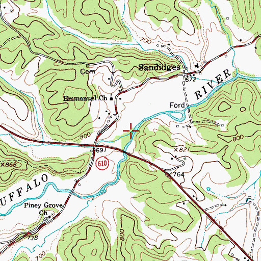 Topographic Map of Franklin Creek, VA