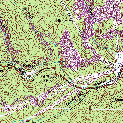 Topographic Map of Franks Branch, VA