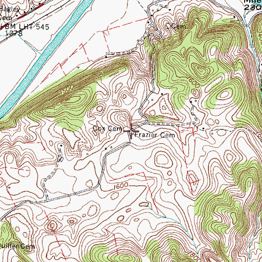 Topographic Map of Frazier Cemetery, VA