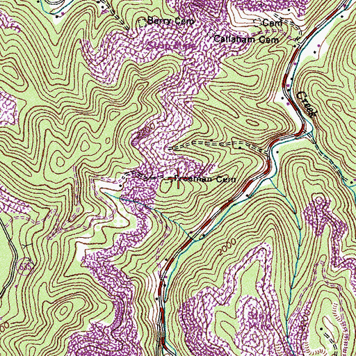 Topographic Map of Freeman Cemetery, VA
