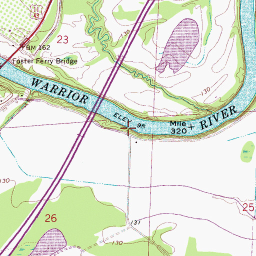 Topographic Map of Manleys Landing, AL