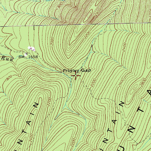 Topographic Map of Fridley Run, VA