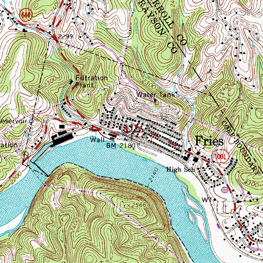 Topographic Map of Fries, VA
