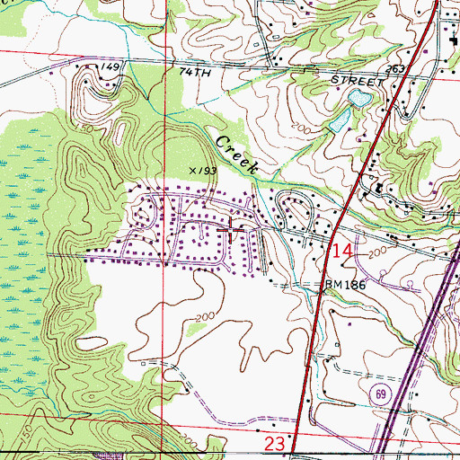 Topographic Map of Manora Estates, AL
