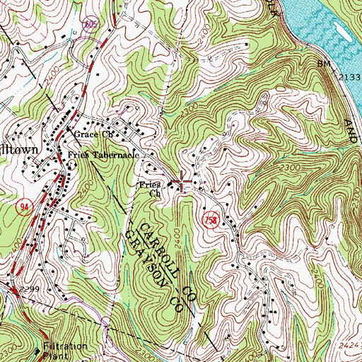 Topographic Map of Fries Church, VA