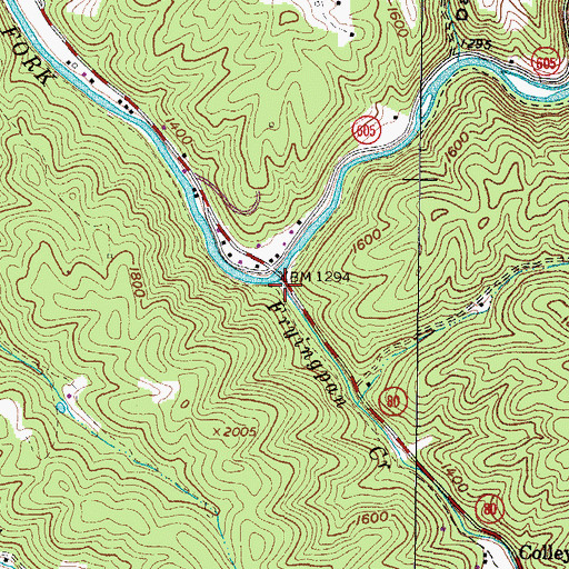 Topographic Map of Fryingpan Creek, VA