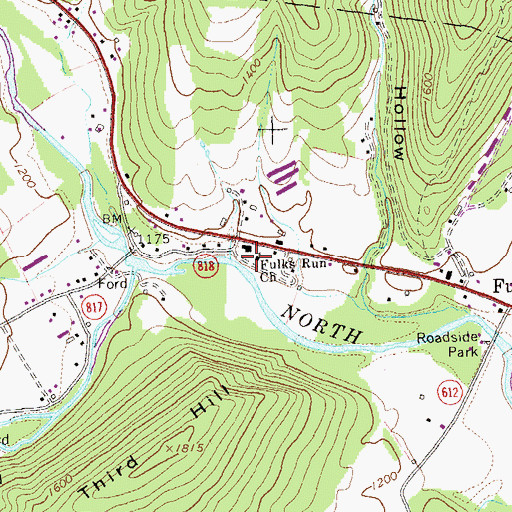 Topographic Map of Fulks Run Church, VA