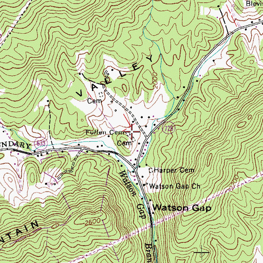 Topographic Map of Fullen Cemetery, VA