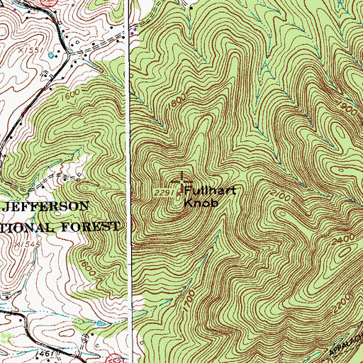 Topographic Map of Fullhart Knob, VA