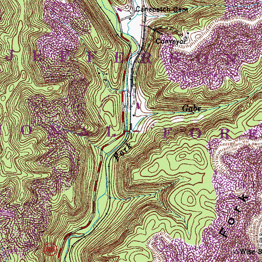 Topographic Map of Gabe Branch, VA