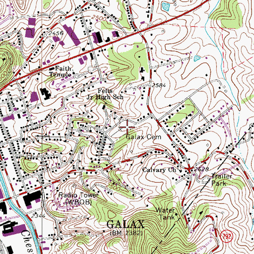 Topographic Map of Galax Cemetery, VA