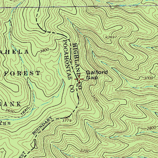 Topographic Map of Galford Gap, VA