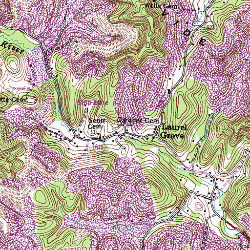 Topographic Map of Gardner Cemetery, VA