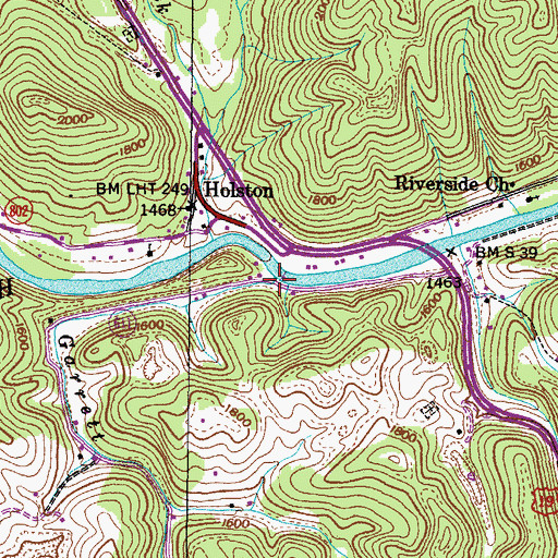 Topographic Map of Garrett Creek, VA
