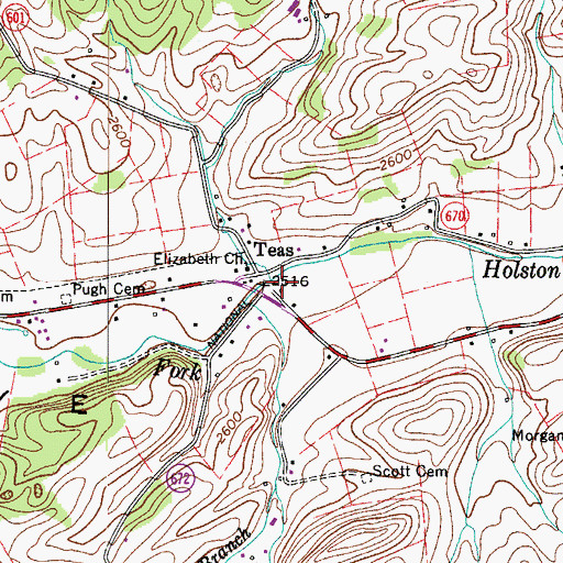 Topographic Map of Georges Branch, VA