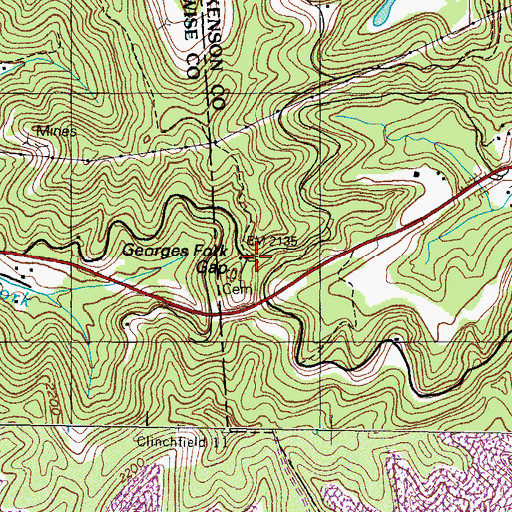 Topographic Map of Georges Fork Gap, VA