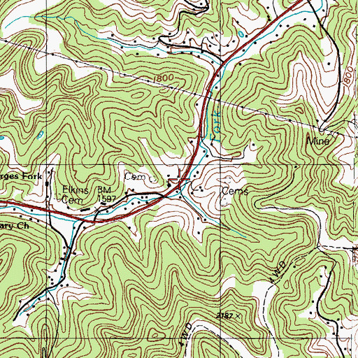 Topographic Map of Georges Fork School, VA