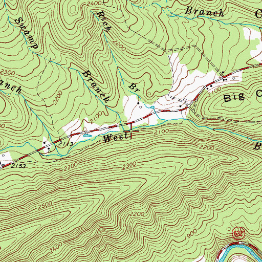 Topographic Map of Georges Swamp Branch, VA