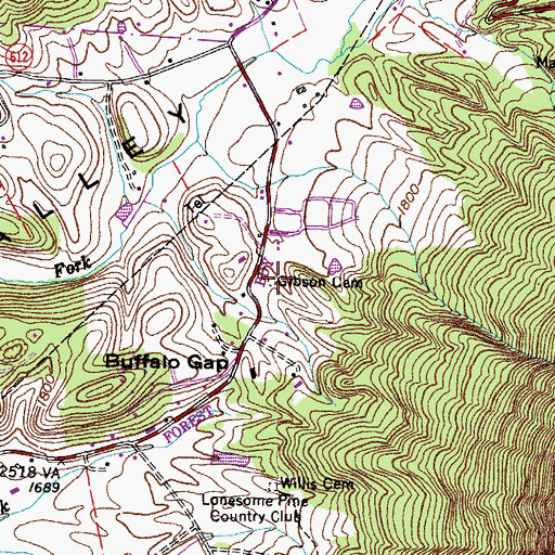 Topographic Map of Gibson Cemetery, VA