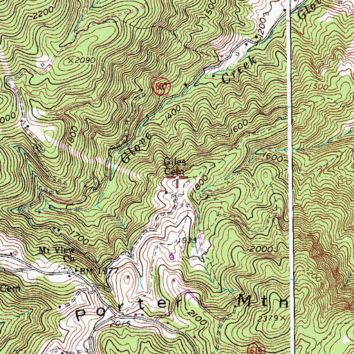 Topographic Map of Giles Cemetery, VA