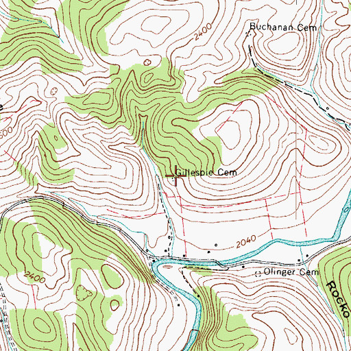 Topographic Map of Gillespie Cemetery, VA